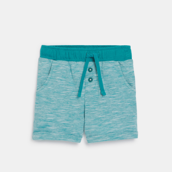 تيشيرت بطبعة سمكة وشورت محبوك فاخر باللون الأزرق للأولاد